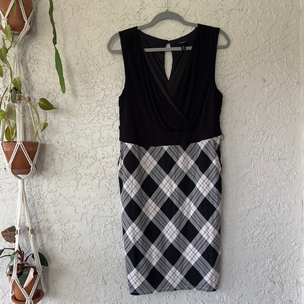Torrid Black Plaid Premium Ponte & Black Jersey Sheath Dress Size 0